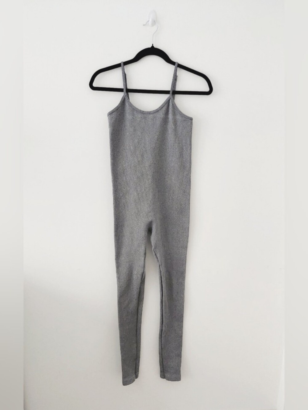 Gray Ribbed Sleeveless Jumpsuit